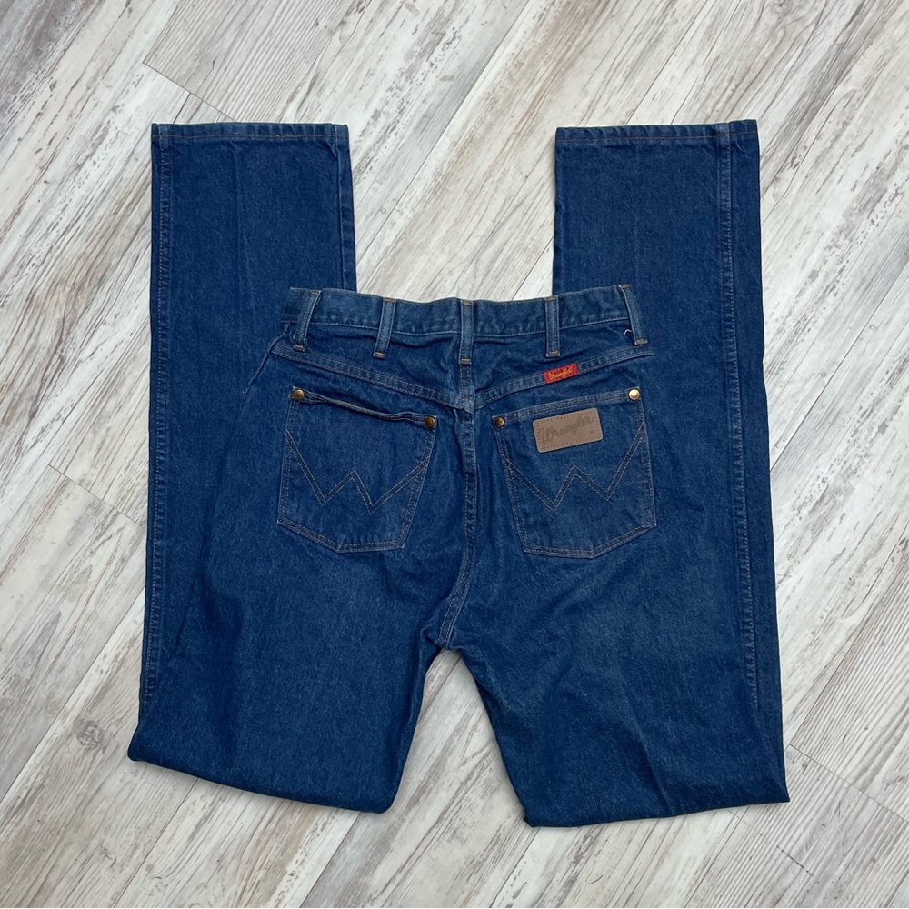 WRANGLER Cowboy Cut VTG 14MWZG High Rise Blue Denim Jeans 11x36 USA Rodeo